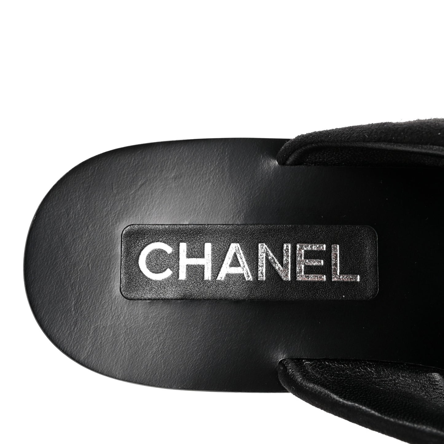 Suede Kidskin Pearl Camellia Thong Sandals 38.5 Black