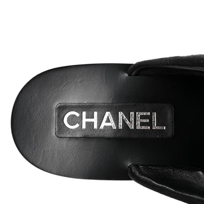 Chanel Suede Kidskin Pearl Camellia Thong Sandals 38.5 Black 8 of 10