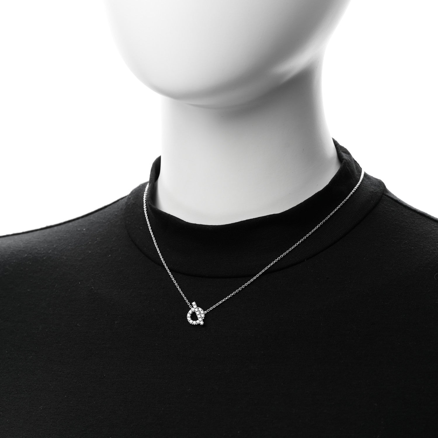 Hermes 18K White Gold Diamond Finesse Pendant Necklace 2 of 7