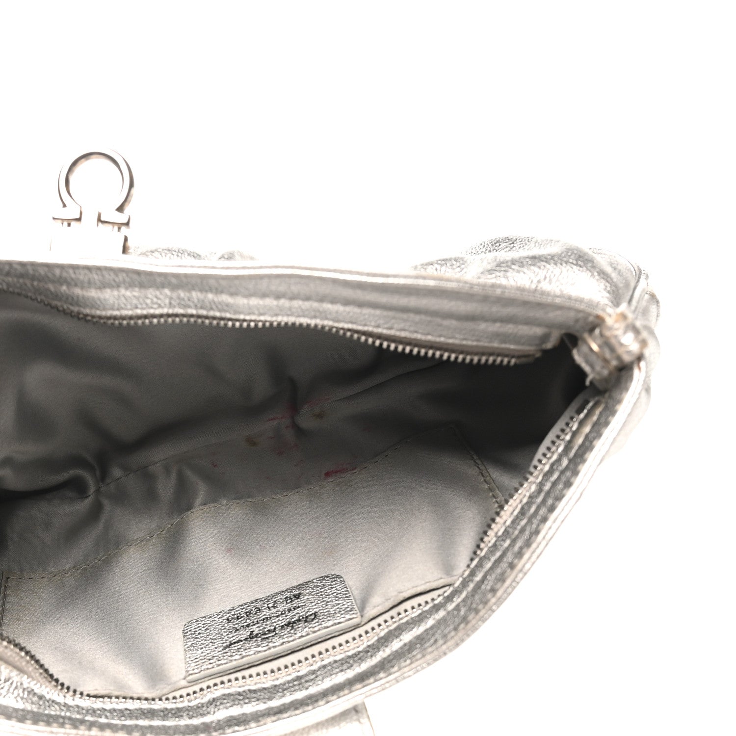 Salvatore Ferragamo Metallic Calfskin Small Gancini Clutch Silver 11 of 16