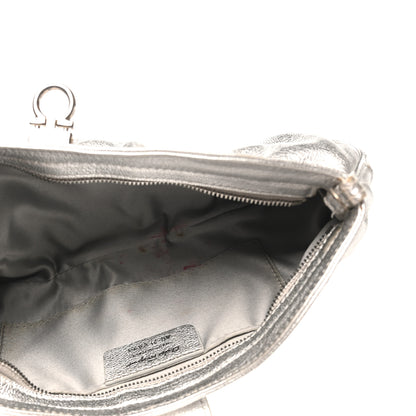 Salvatore Ferragamo Metallic Calfskin Small Gancini Clutch Silver 11 of 16