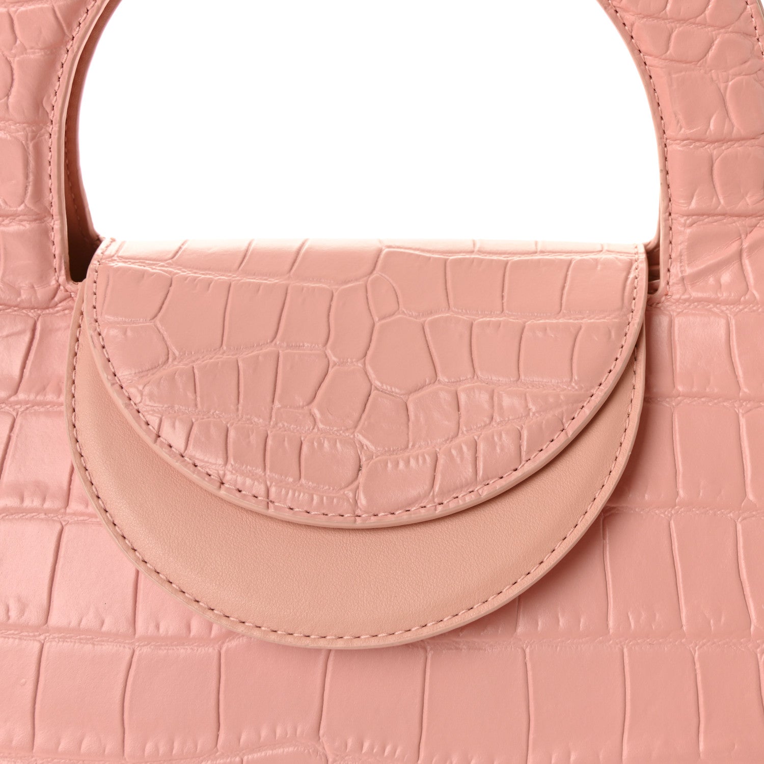 Bottega Veneta Calfskin Crocodile Embossed Doll Top Handle Bag Peachy 8 of 10