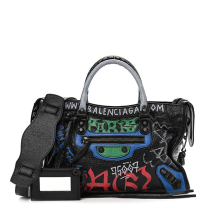 Balenciaga Agneau Graffiti All Over Classic Hardware S City Black Vert Rouge 1 of 9