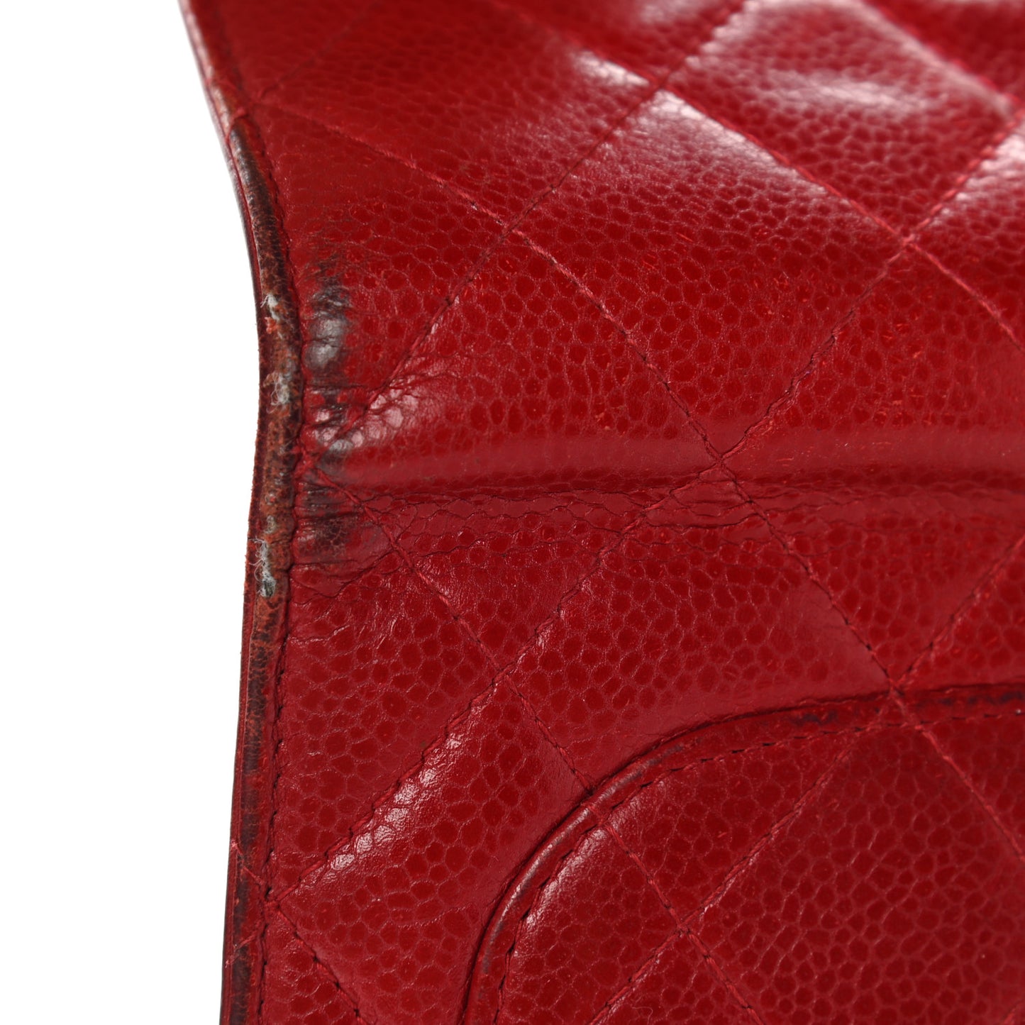 Caviar Quilted Medium Flap Wallet Red