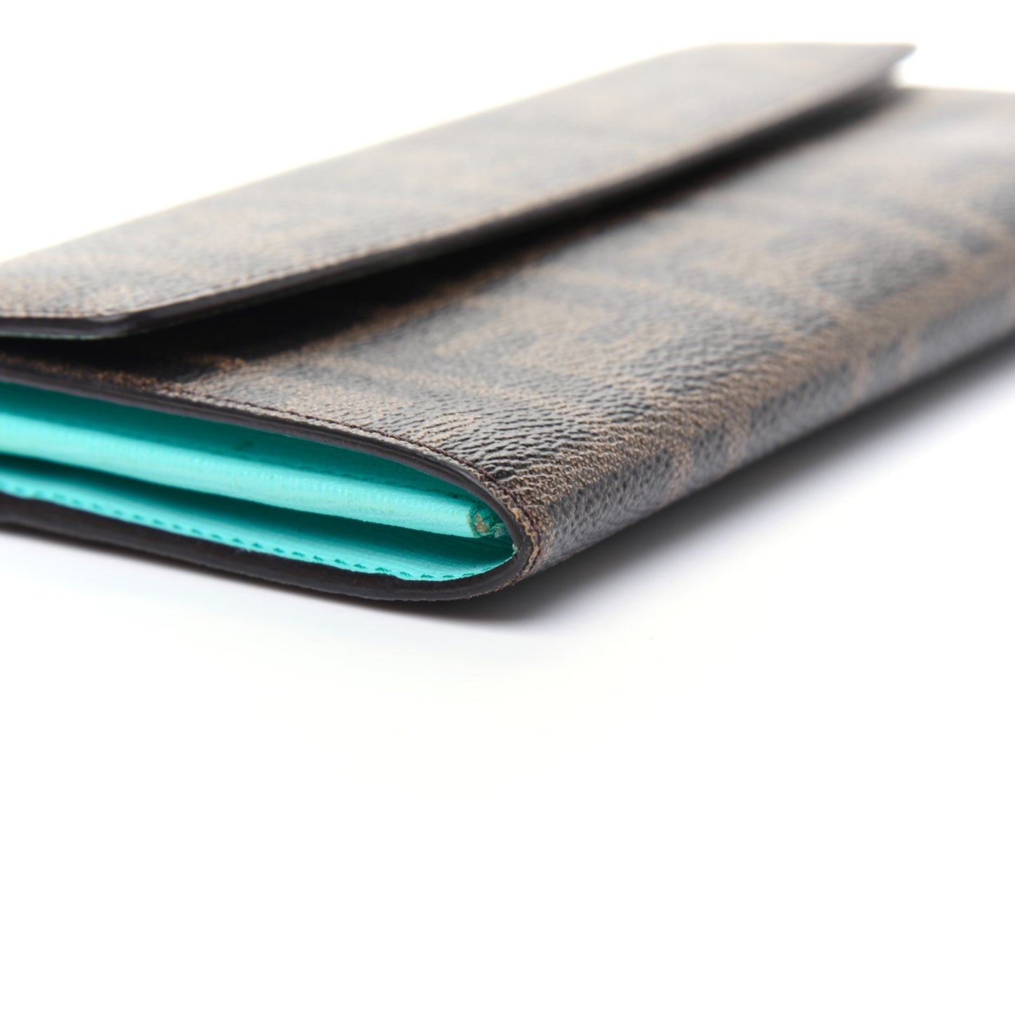 Zucca Spalmati Vitello Elite Simply Continental Wallet Tobacco Turchese