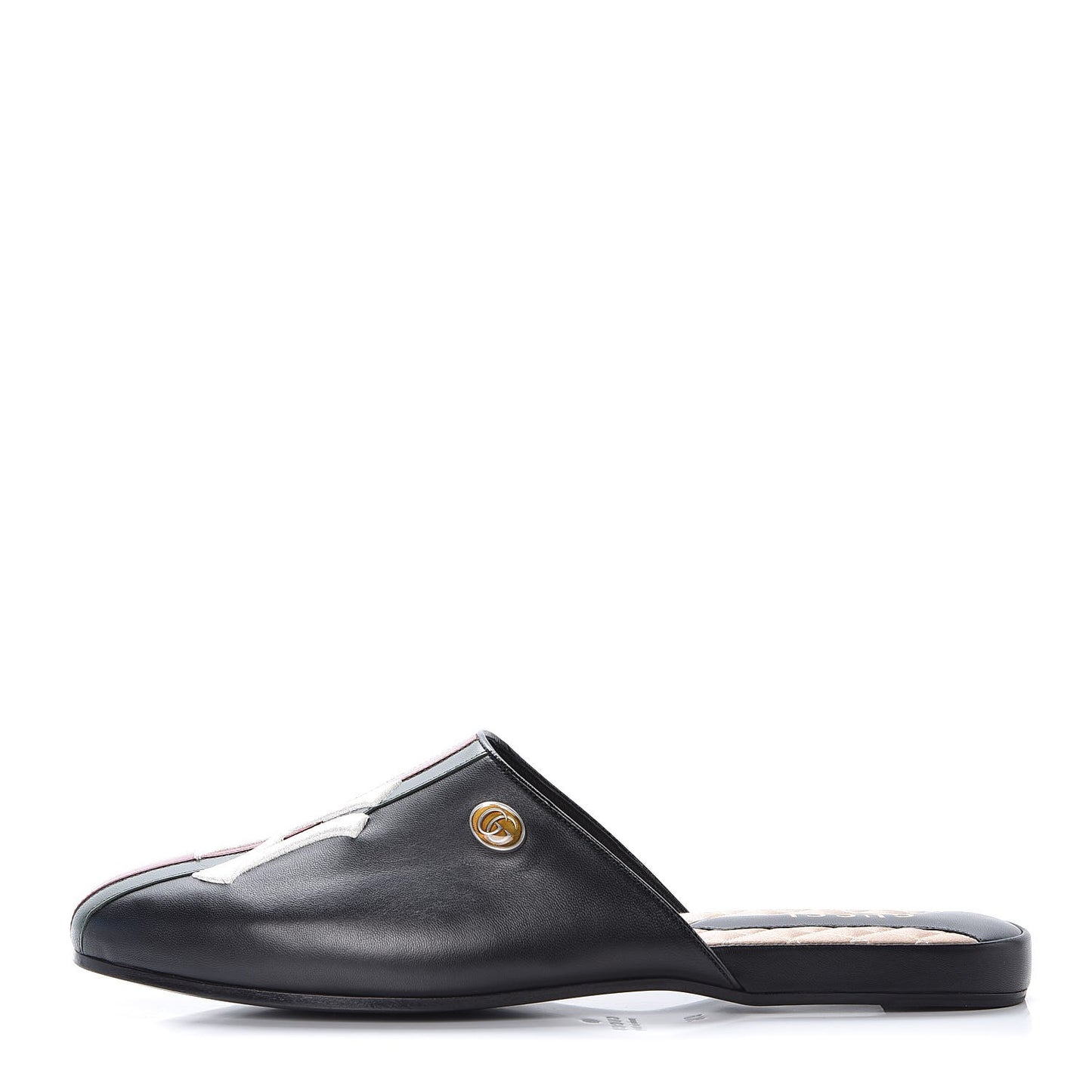 X MLB Lambskin NY Yankees Embroidered Mens GG Slippers 9.5 Black