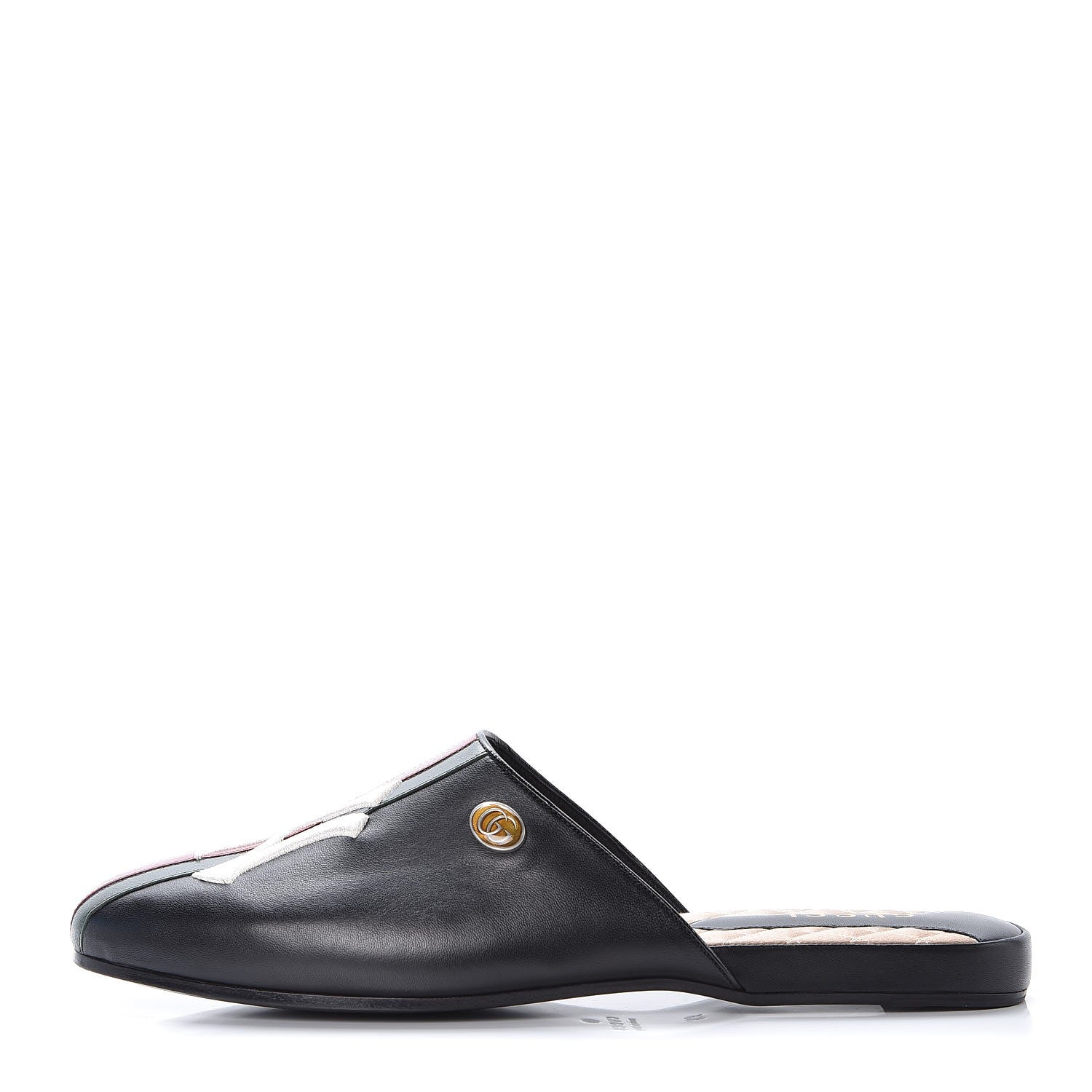 Gucci X MLB Lambskin NY Yankees Embroidered Mens GG Slippers 9.5 Black 1 of 8