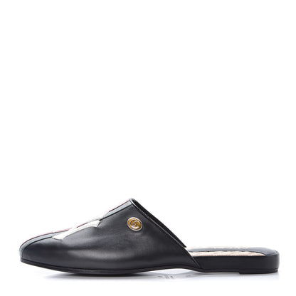 Gucci X MLB Lambskin NY Yankees Embroidered Mens GG Slippers 9.5 Black 1 of 8
