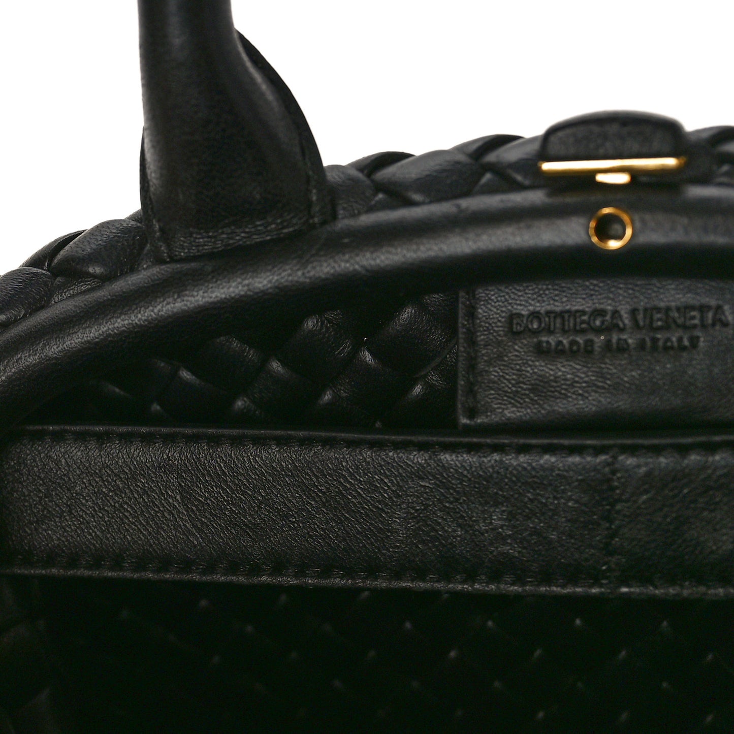 Nappa Intreccio Mini Padded Handle Bag Black