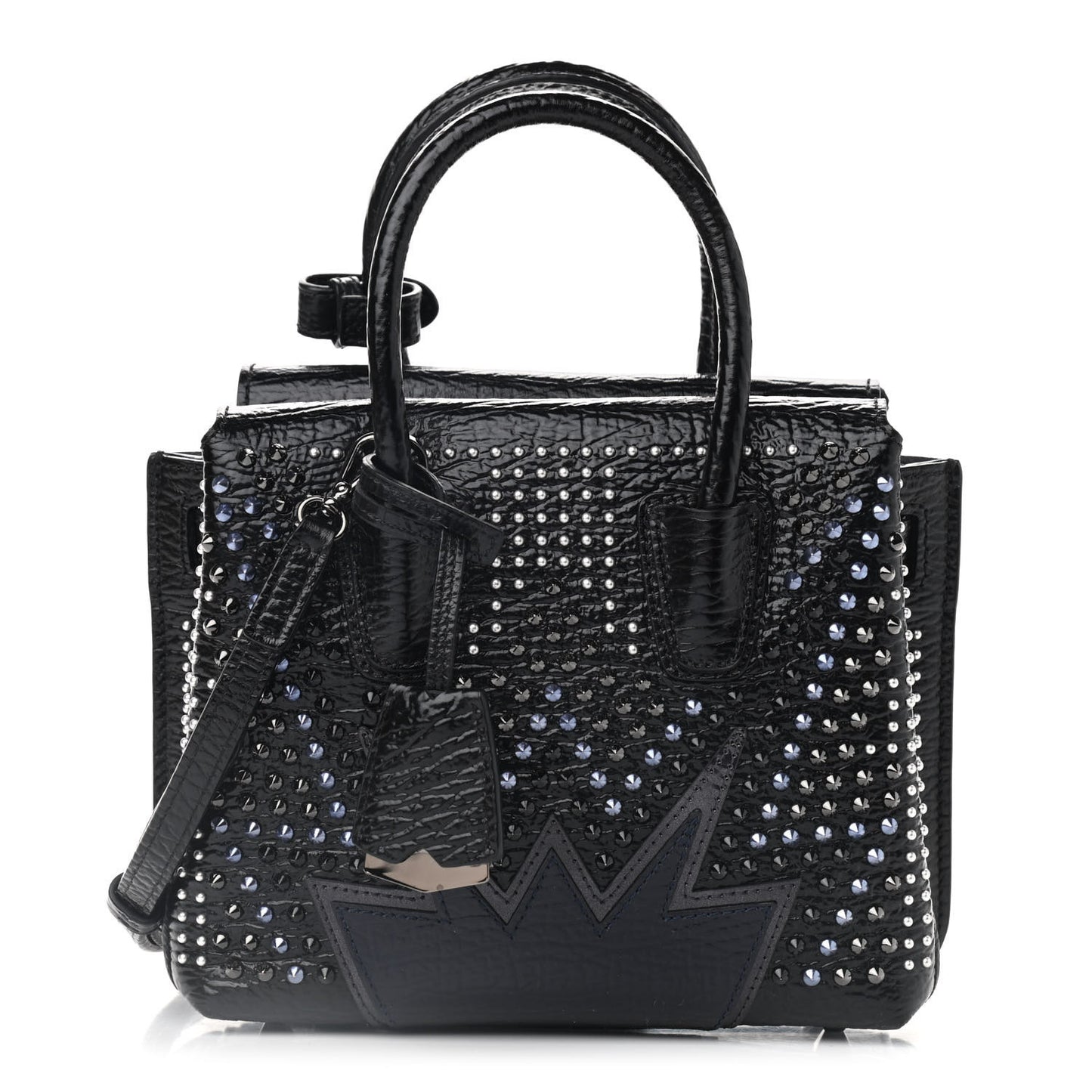 Calfskin Studded Cyber Studs Mini Milla Tote Black