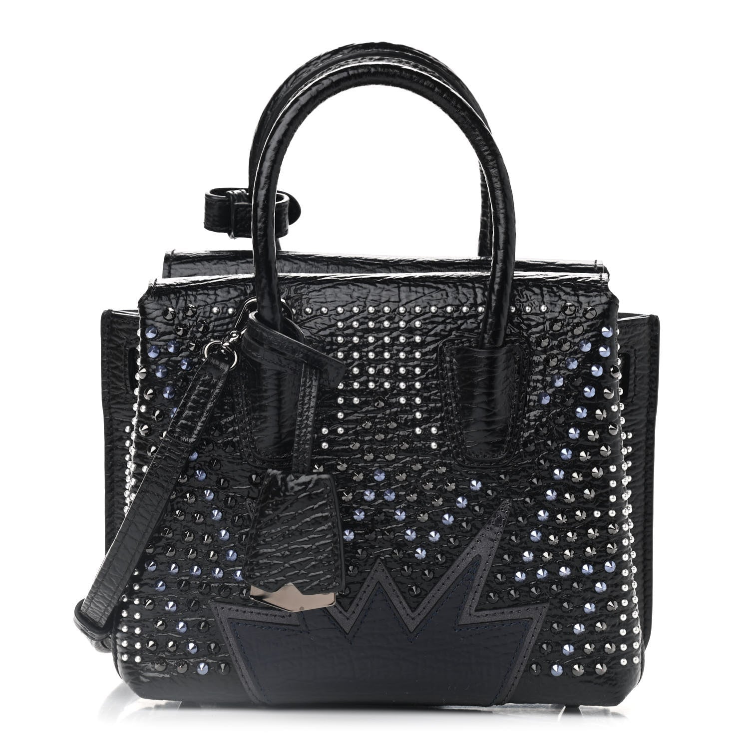 MCM Calfskin Studded Cyber Studs Mini Milla Tote Black 1 of 9