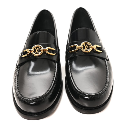 Louis Vuitton Glazed Calfskin Chess Flat Loafers 39 Black 3 of 9