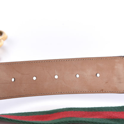 Gucci Nylon Calfskin Double G Web 40mm Belt 80 32 Green Red Cuir 6 of 6