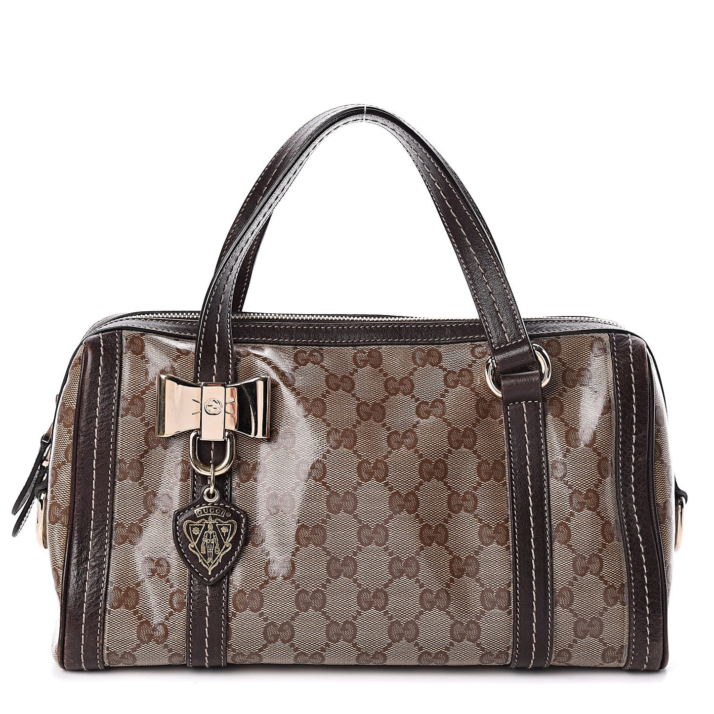 Crystal Monogram Duchessa Boston Bag Brown