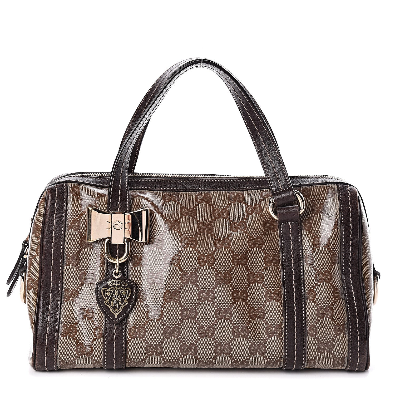 Gucci Crystal Monogram Duchessa Boston Bag Brown 1 of 11
