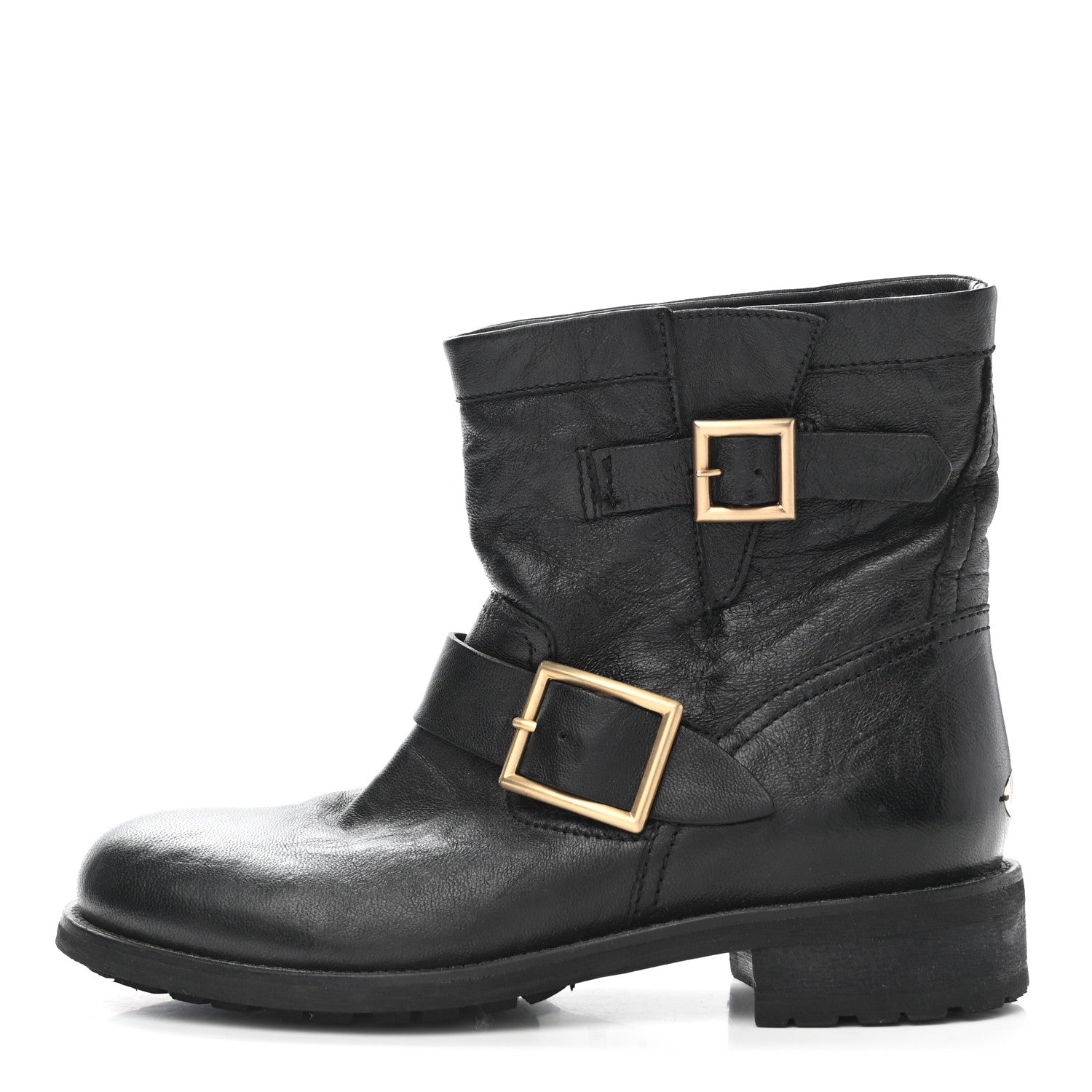 Jimmy Choo Lambskin Biker Boots 38 Black 1 of 8
