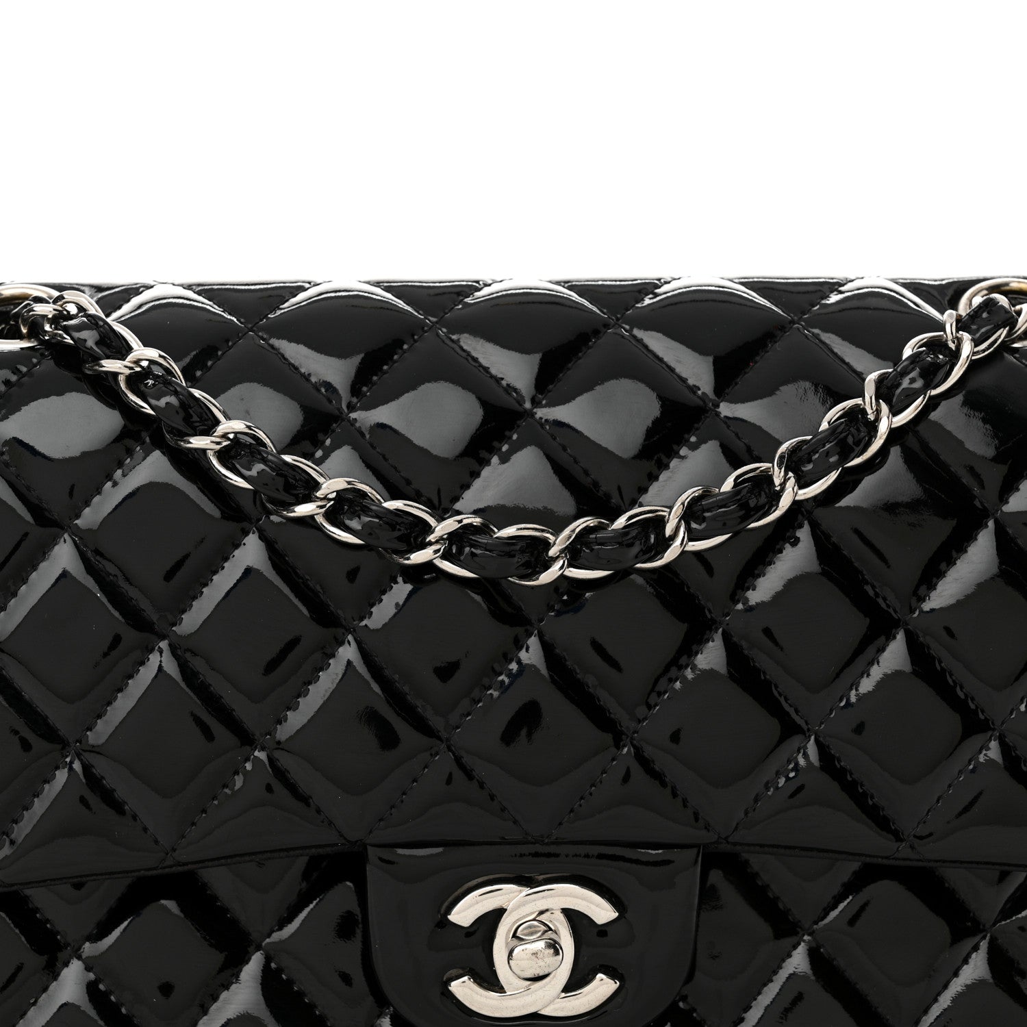 Chanel Patent Quilted Medium Double Flap Black 8 of 20