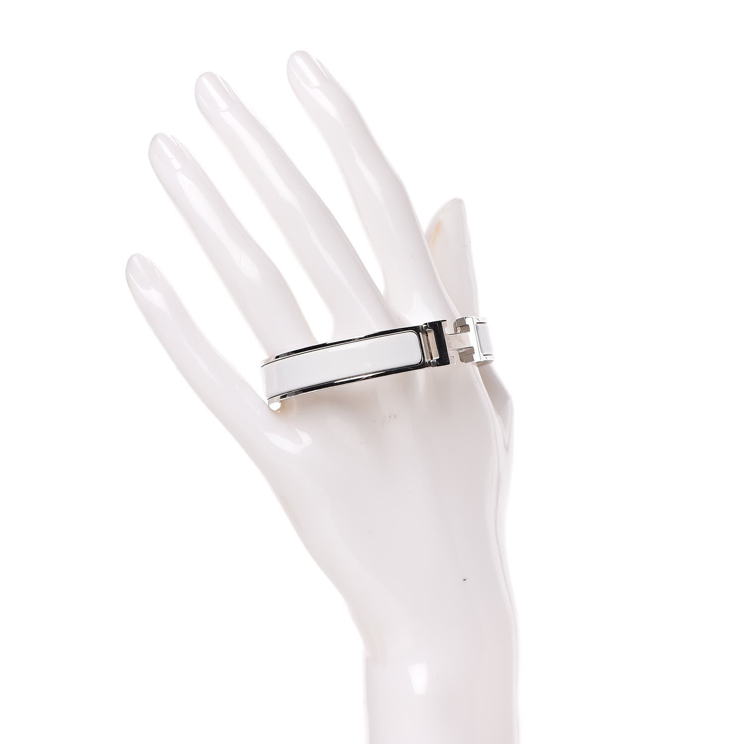 Hermes Enamel Narrow Clic Clac H Bracelet GM White 2 of 5
