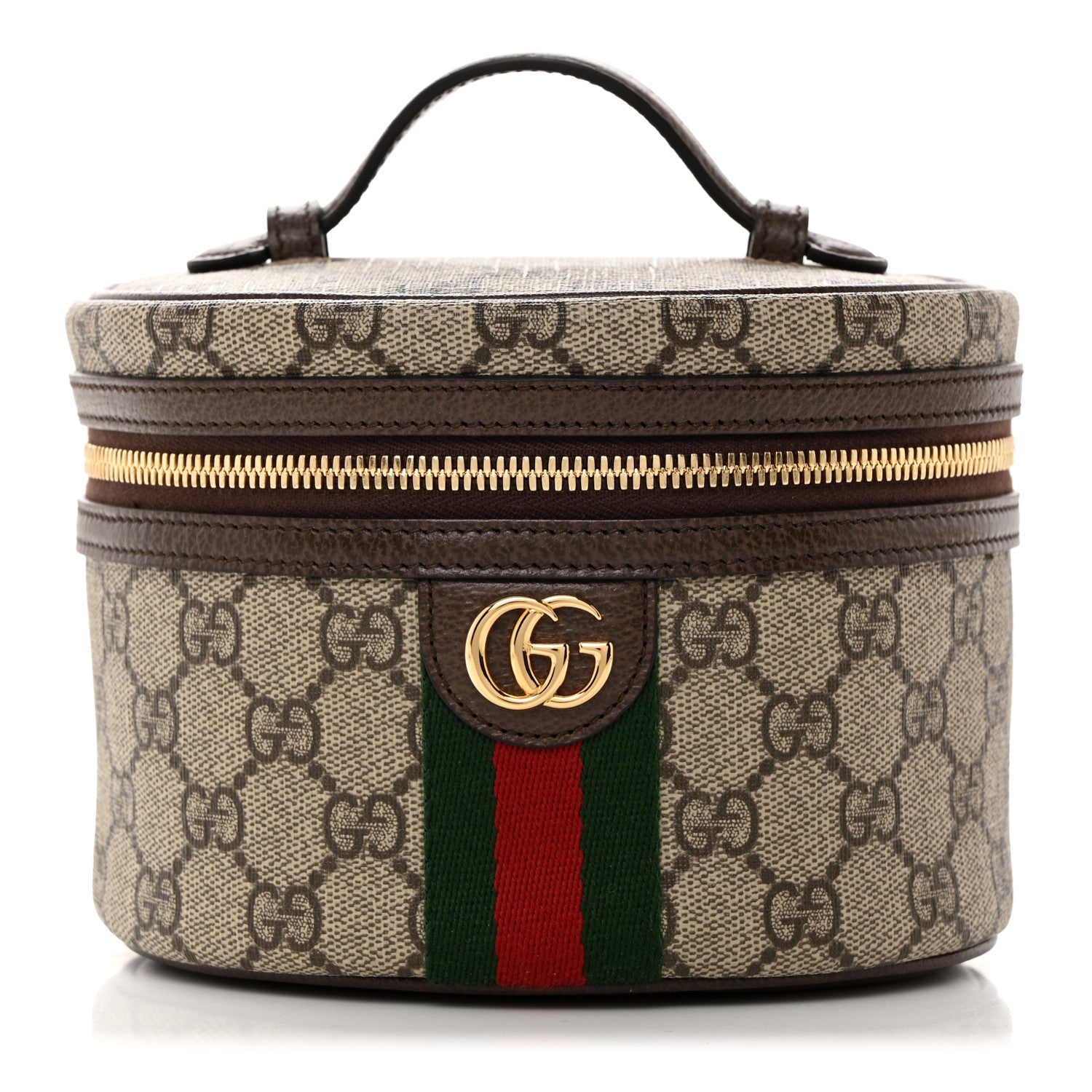 Gucci GG Supreme Monogram Textured Calfskin Web Ophidia Vanity Cosmetic Case Beige Ebony New Acero 1 of 9