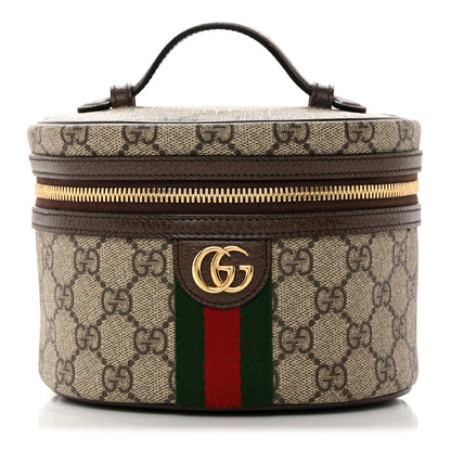 Gucci GG Supreme Monogram Textured Calfskin Web Ophidia Vanity Cosmetic Case Beige Ebony New Acero 1 of 9