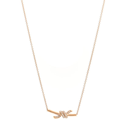Tiffany 18K Rose Gold Diamond Small Knot Necklace 1 of 6