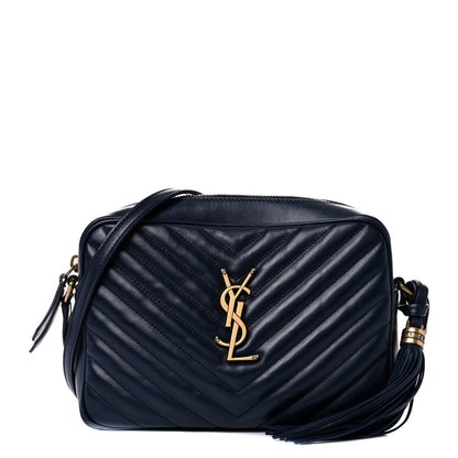 Saint Laurent Calfskin Matelasse Monogram Lou Camera Bag Navy 1 of 12