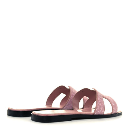 Hermes Suede Goatskin Crystal Powder Oran Sandals 38.5 Rose 4 of 9