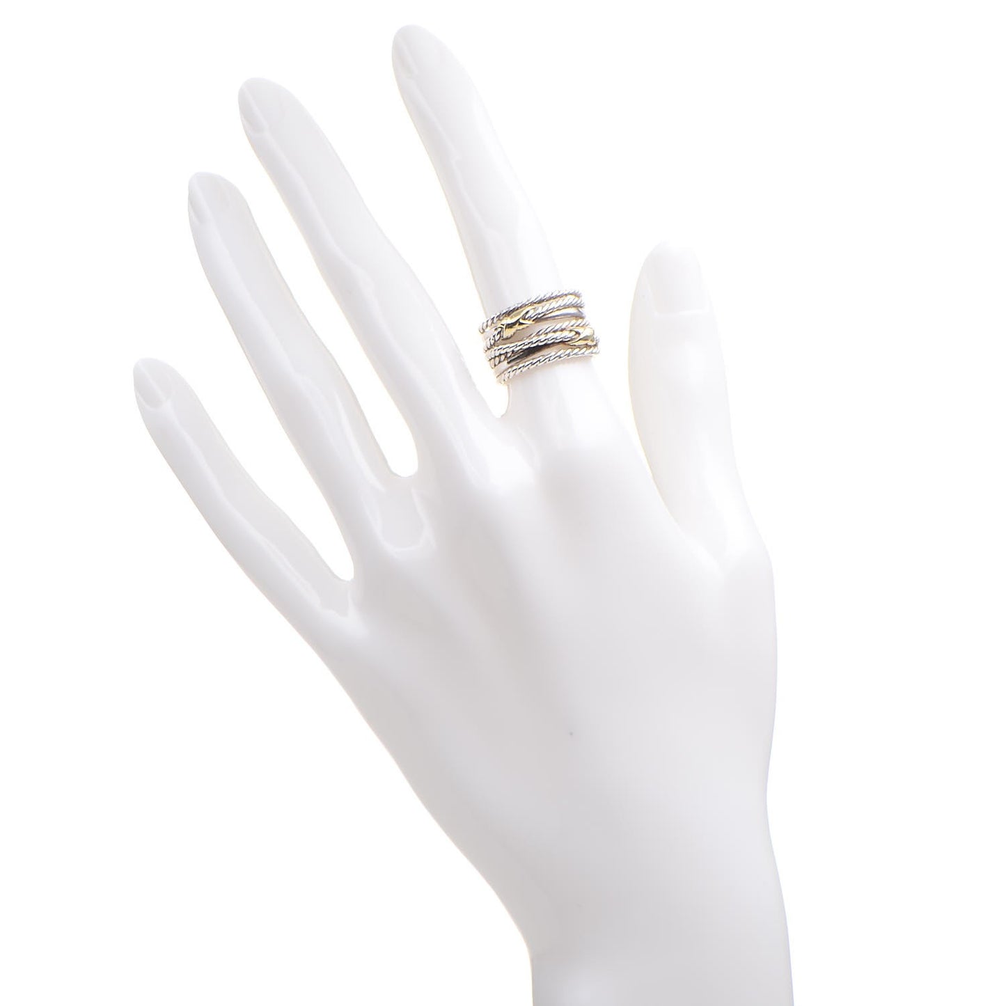 Sterling Silver 18K Yellow Gold 14mm Double X Crossover Ring 49.5 5