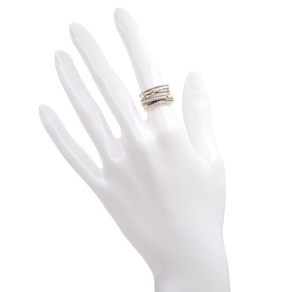 David Yurman Sterling Silver 18K Yellow Gold 14mm Double X Crossover Ring 49.5 5 2 of 4