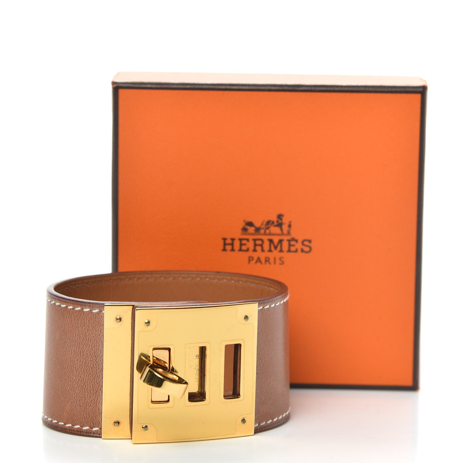 Hermes Natural Barenia Kelly Dog Cuff T3 Fauve 6 of 6