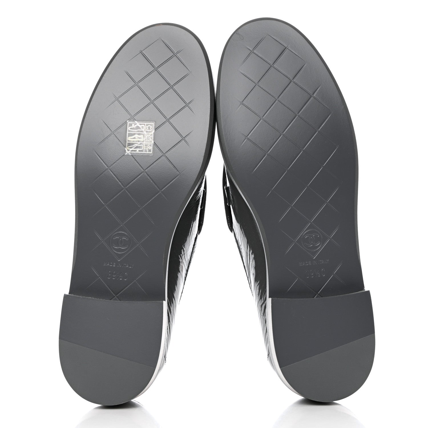 Chanel Crumpled Shiny Lambskin Quilted CC Turnlock Loafers 39.5 Dark Grey 5 of 9