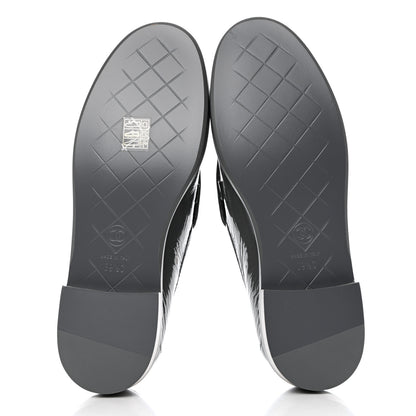 Chanel Crumpled Shiny Lambskin Quilted CC Turnlock Loafers 39.5 Dark Grey 5 of 9