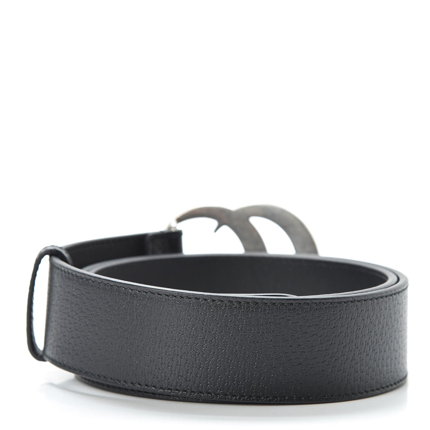 Textured Dollar Calfskin Nickel Double G 40mm Belt 85 34 Black