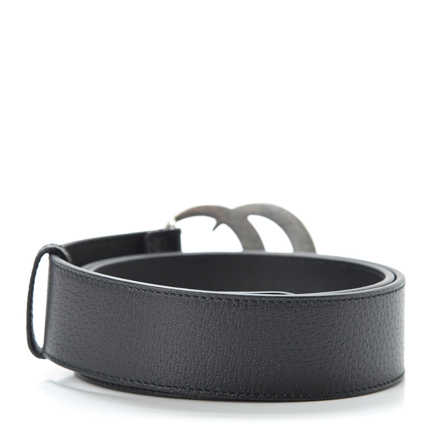 Gucci Textured Dollar Calfskin Nickel Double G 40mm Belt 85 34 Black 3 of 5