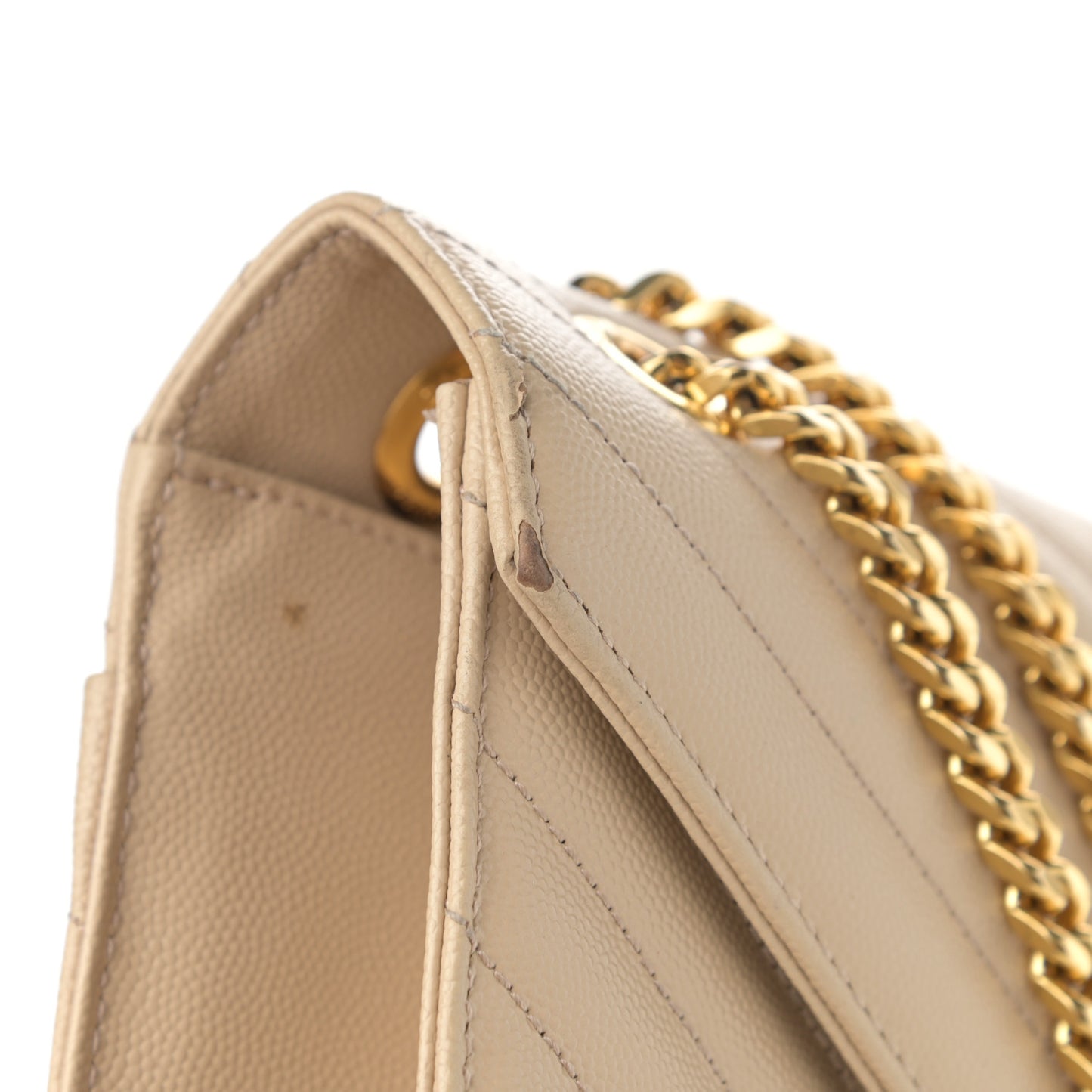Grain De Poudre Matelasse Chevron Large Monogram Satchel Nude Powder