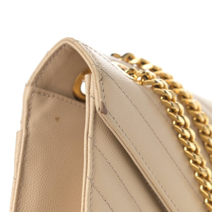 Saint Laurent Grain De Poudre Matelasse Chevron Large Monogram Satchel Nude Powder 14 of 15