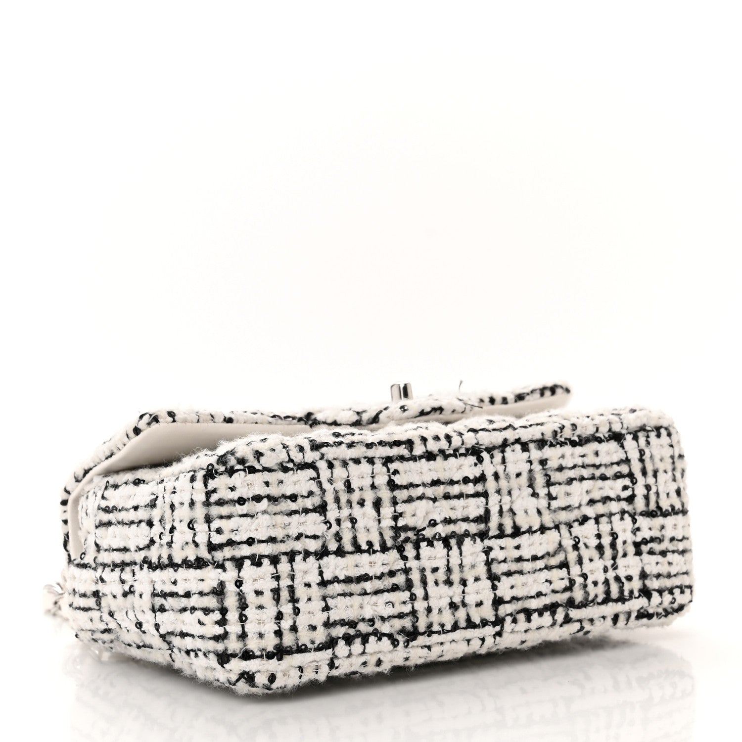 Chanel Tweed Quilted Mini Rectangular Flap White Black 4 of 12
