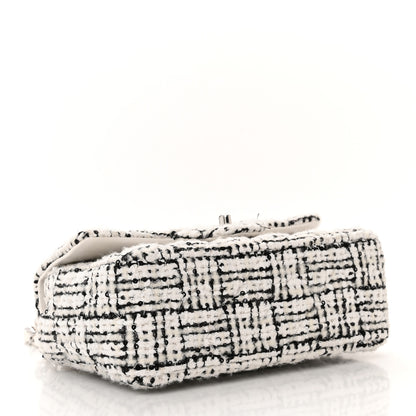 Chanel Tweed Quilted Mini Rectangular Flap White Black 4 of 12