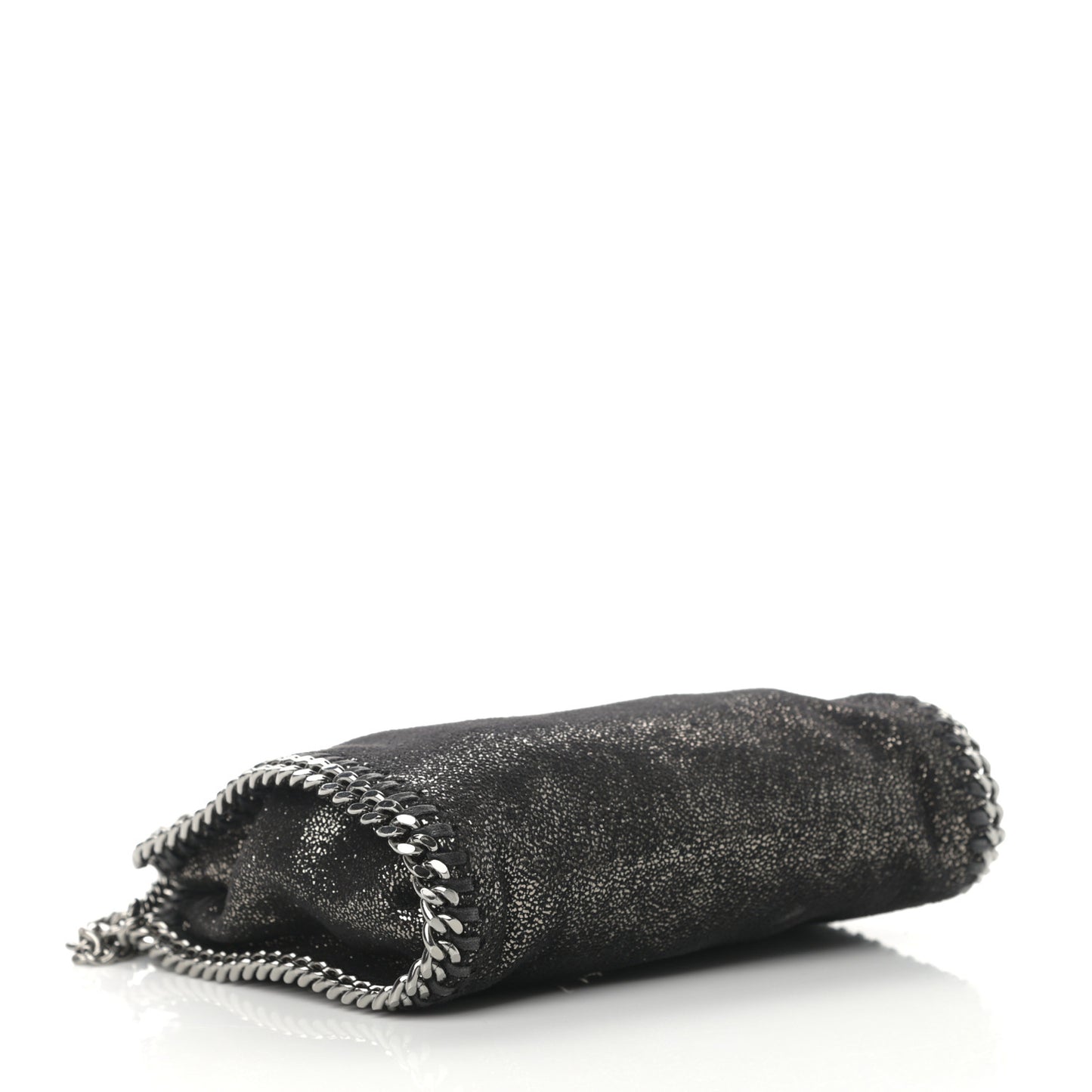 Chamois Shiny Dotted Tiny Falabella Fold Over Tote Ruthenium
