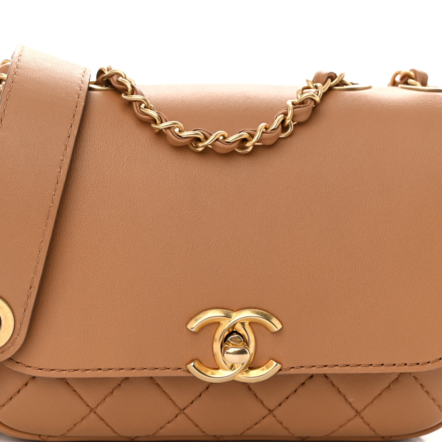Chanel Calfskin Quilted Multi Pouching Flap And Coin Purse Beige 9 of 12