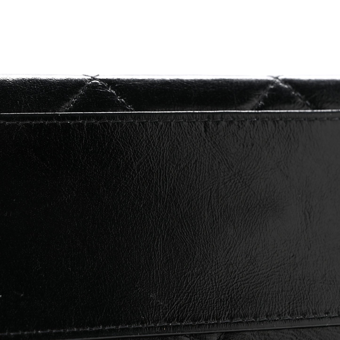 Shiny Calfskin Quilted Top Handle Box Bag Black