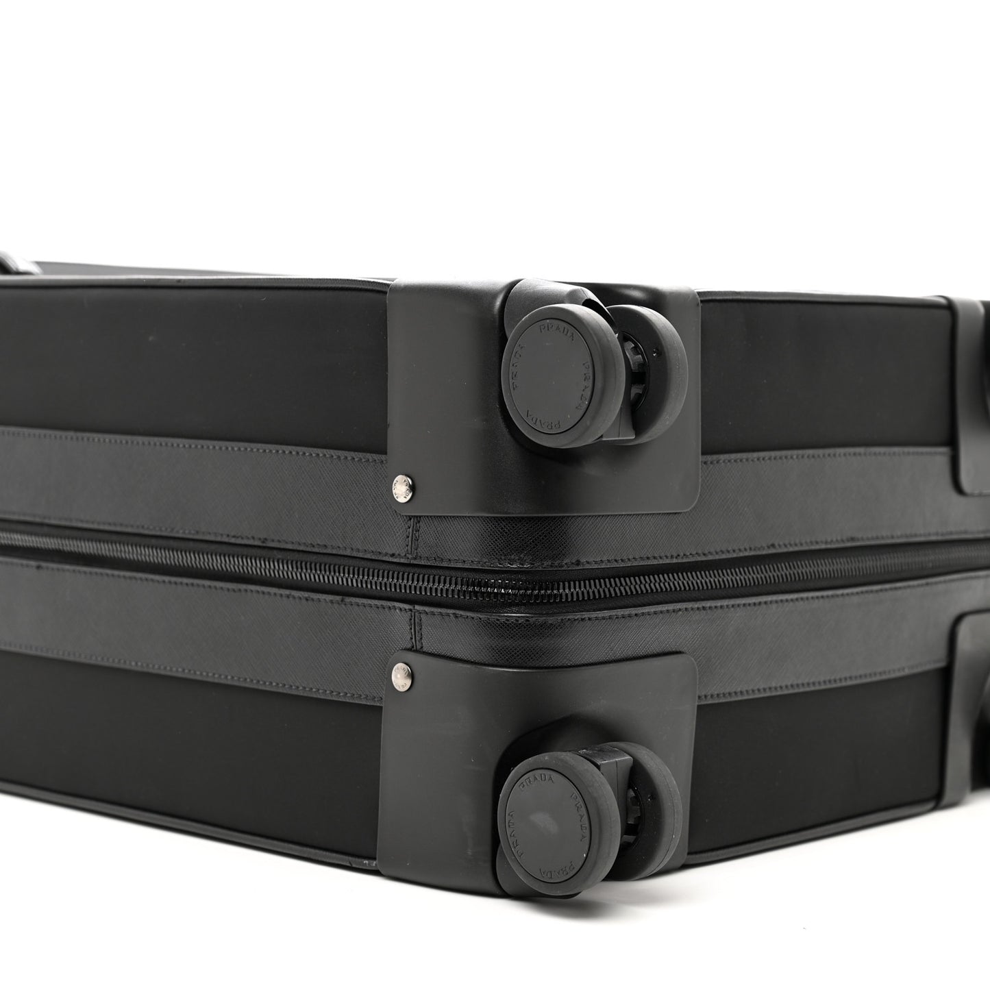 Tessuto Nylon Saffiano Trolley Luggage Black