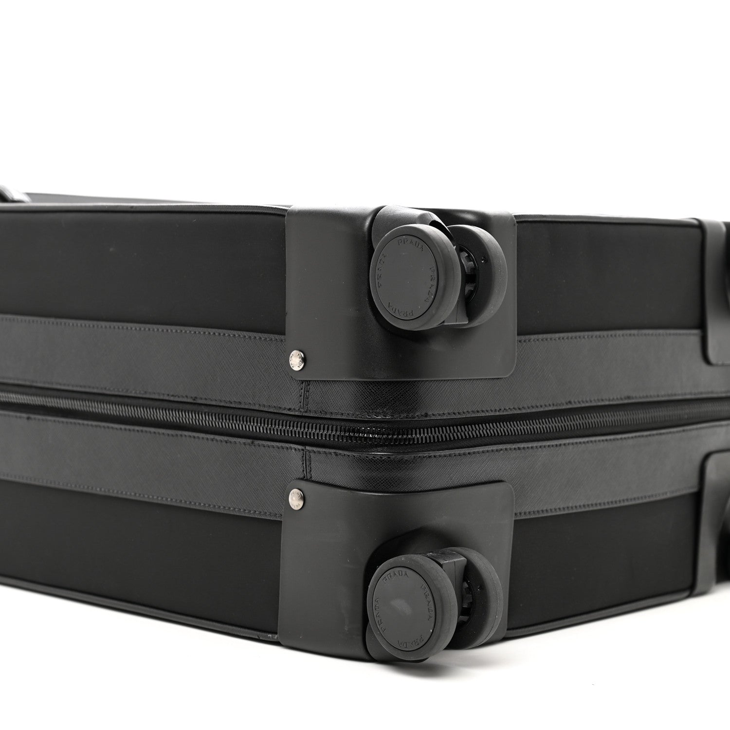 Prada Tessuto Nylon Saffiano Trolley Luggage Black 8 of 13