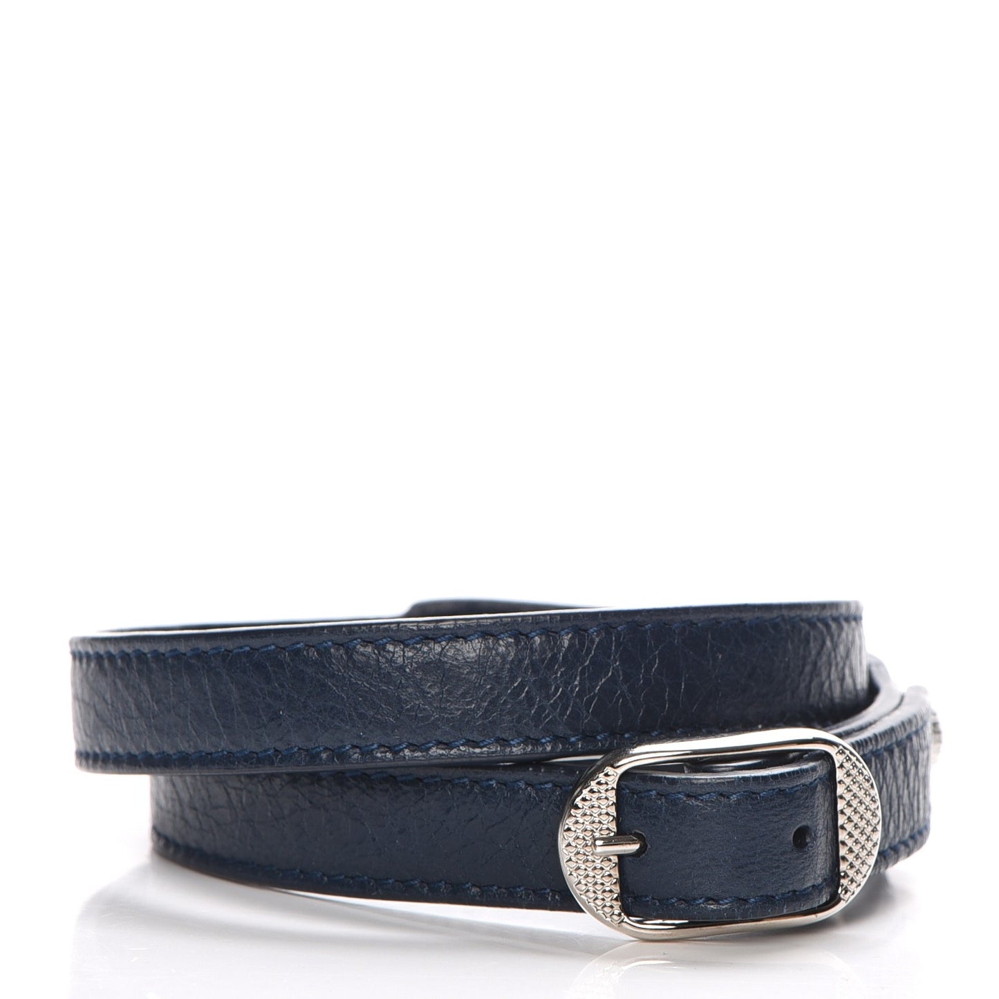 Agneau Arena Giant 12 Silver Hardware Triple Tour Bracelet S Bleu Obscur