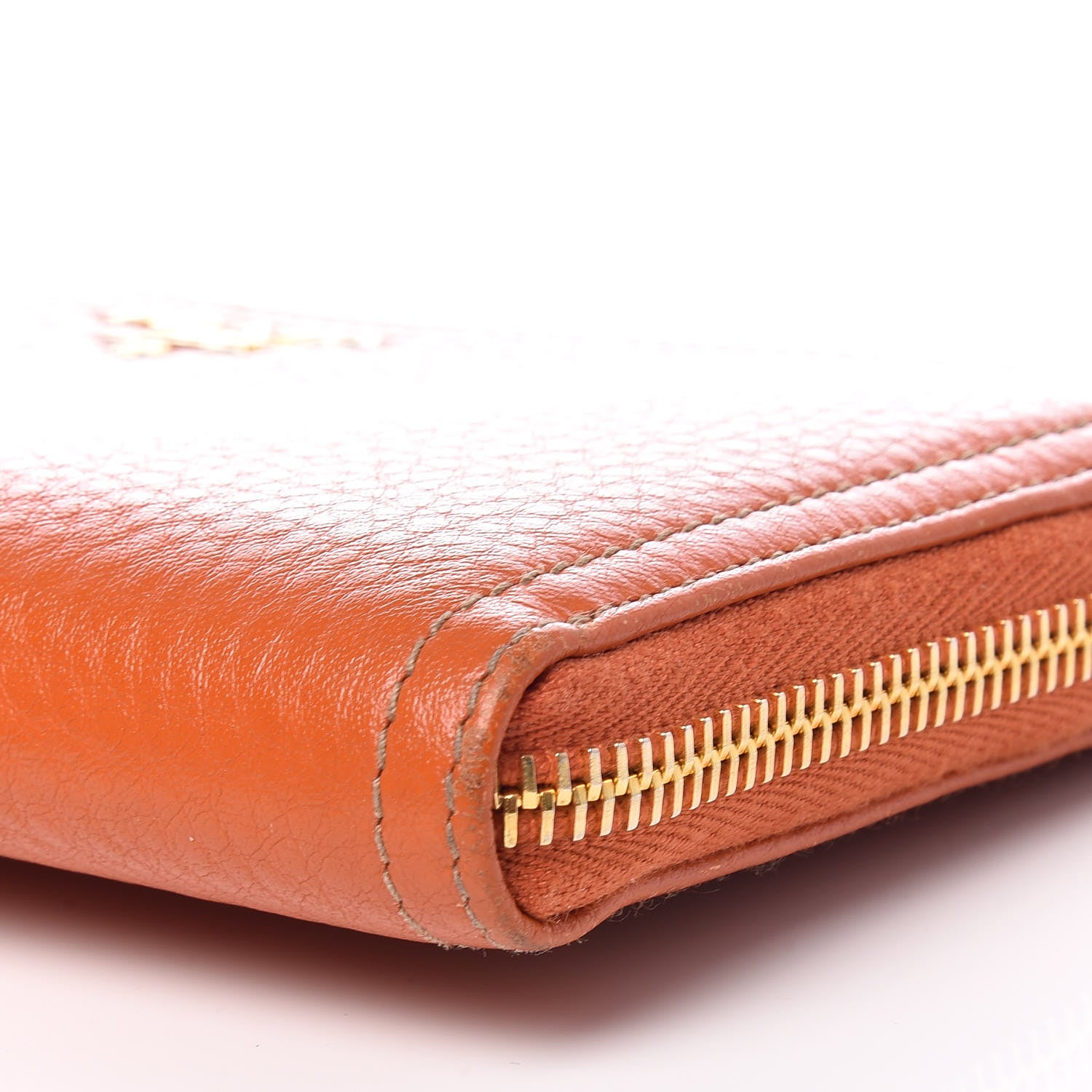 Prada Vitello Daino Zip Around Wallet Papaya 9 of 12