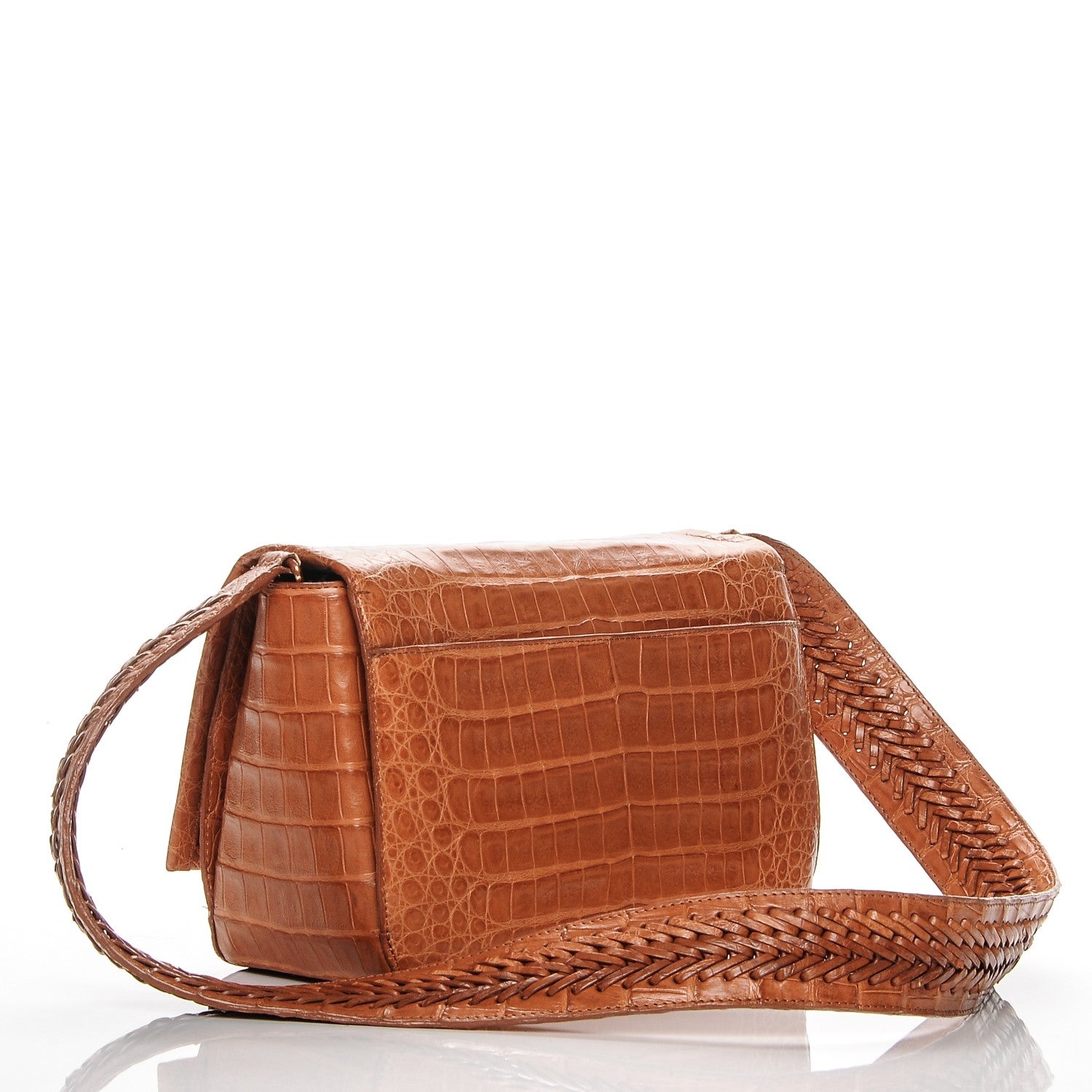Nancy Gonzalez Crocodile Flap Shoulder Bag Light Brown 4 of 8