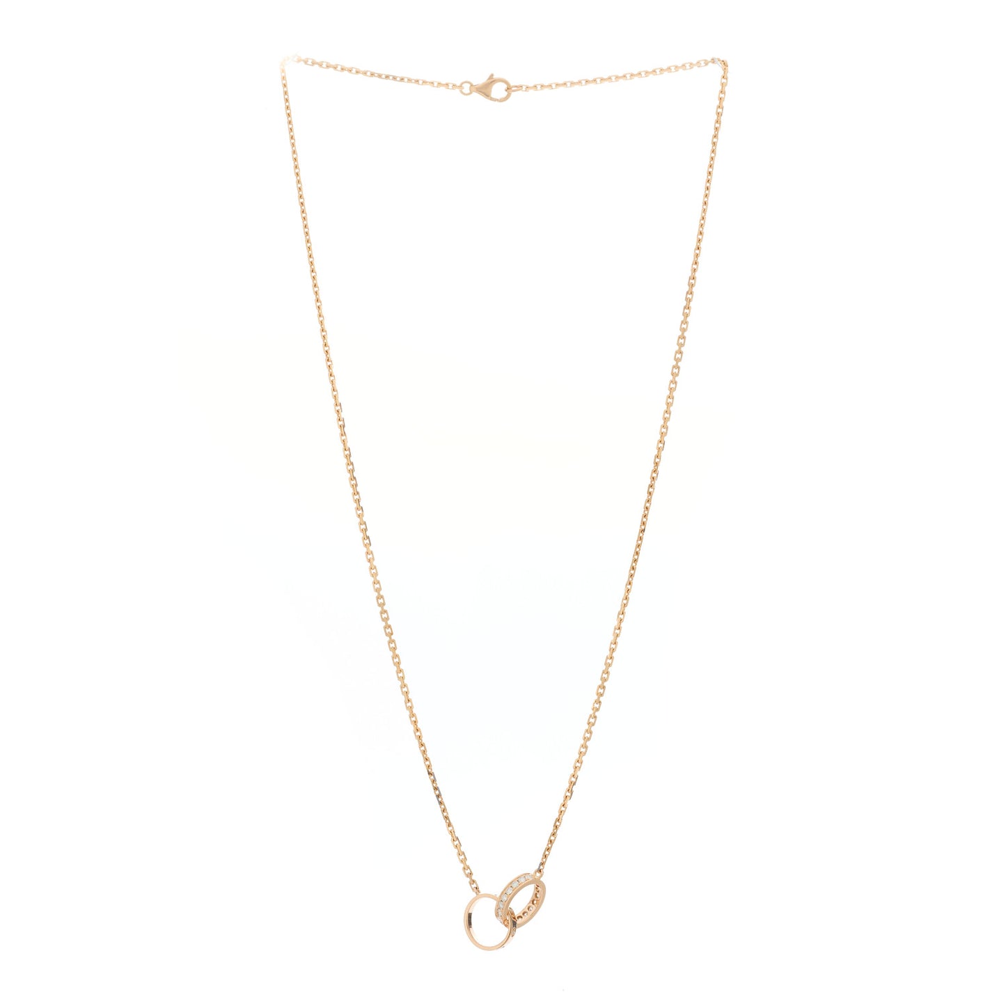 18K Pink Gold Diamond Interlocking LOVE Necklace
