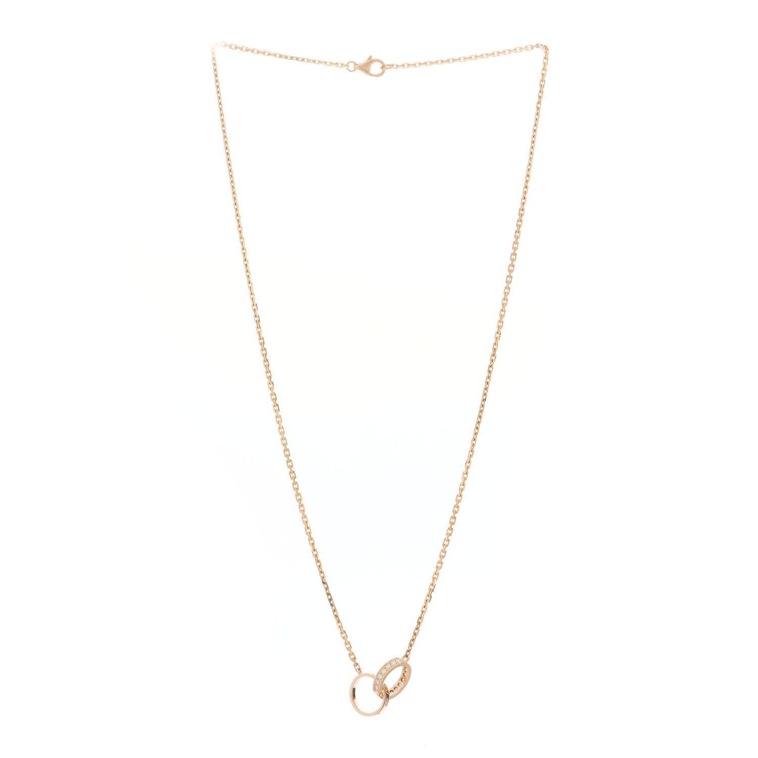 Cartier 18K Pink Gold Diamond Interlocking LOVE Necklace 3 of 6