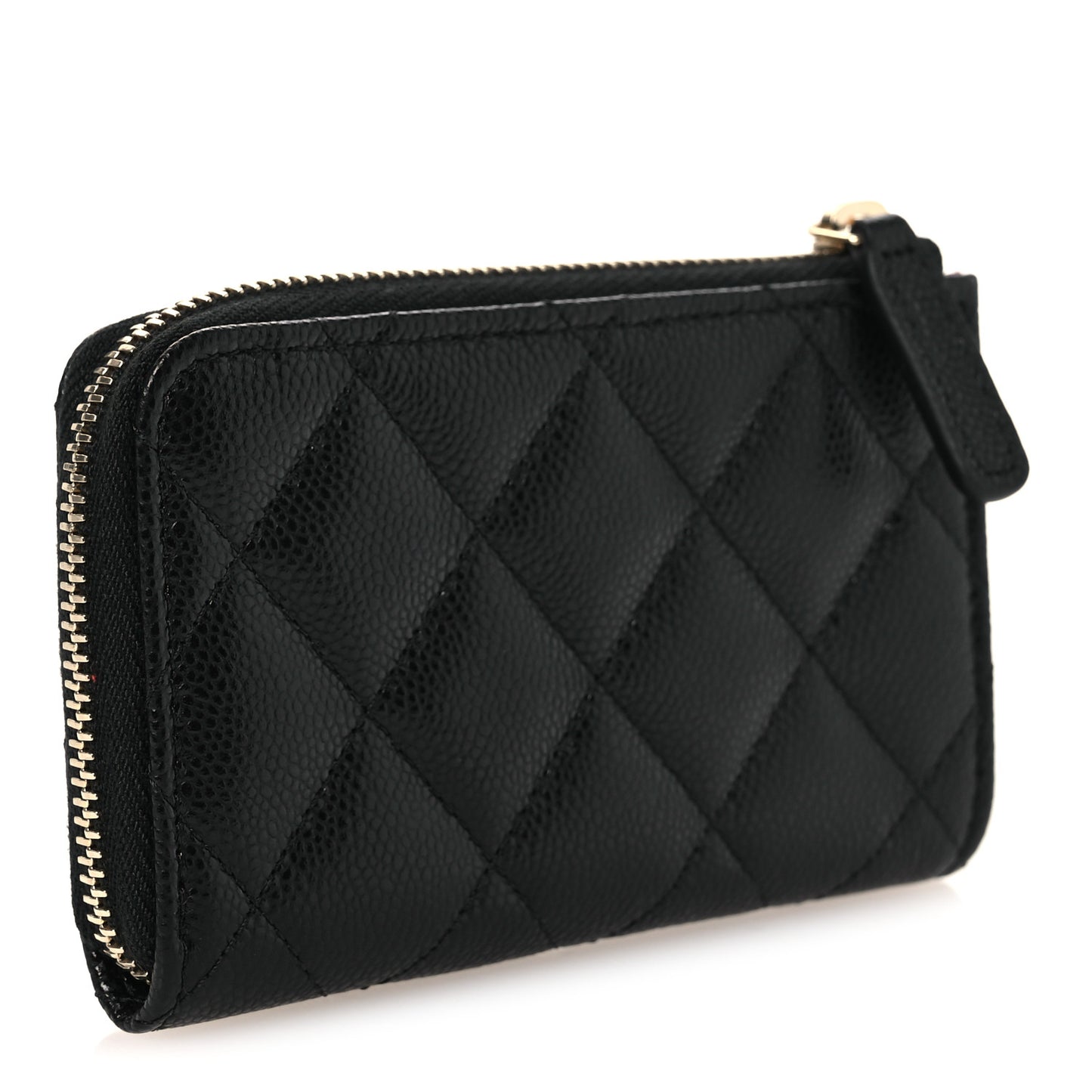 Caviar Quilted Zipped Key Holder Case Black