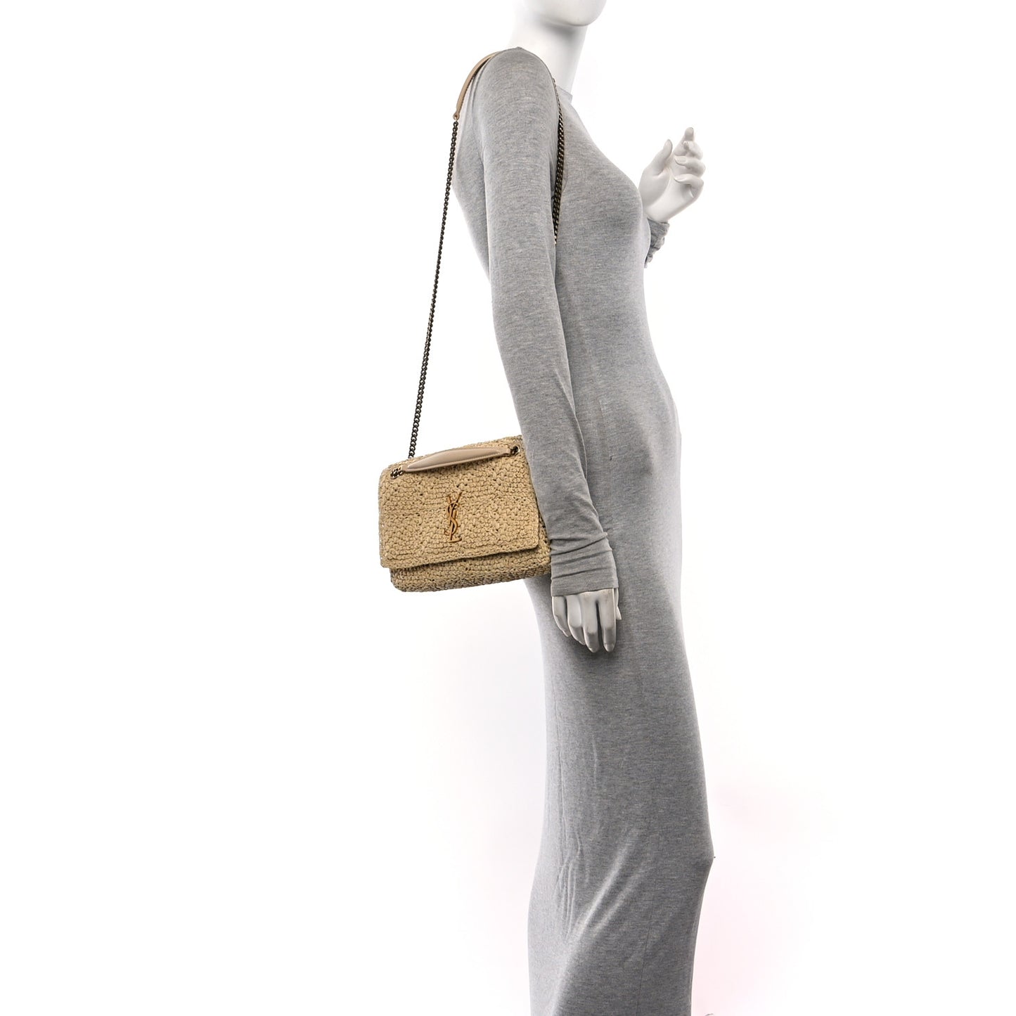 Raffia Monogram Medium Jamie Natural Avorio